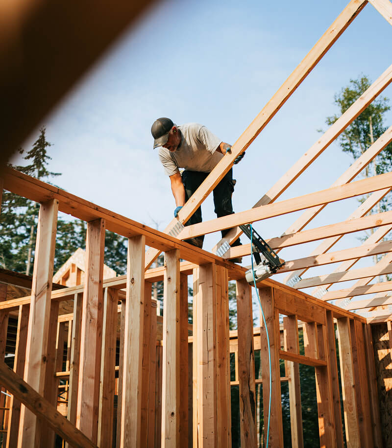 Man building home.